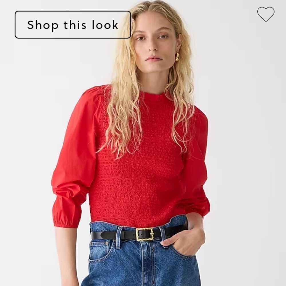 J Crew Ruffle Neck Smocked Top Size SMALL NWT